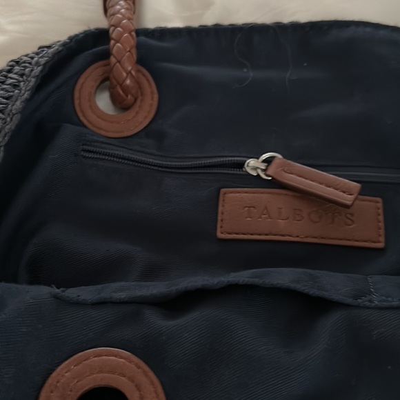 Navy blue straw tote - Picture 3 of 5